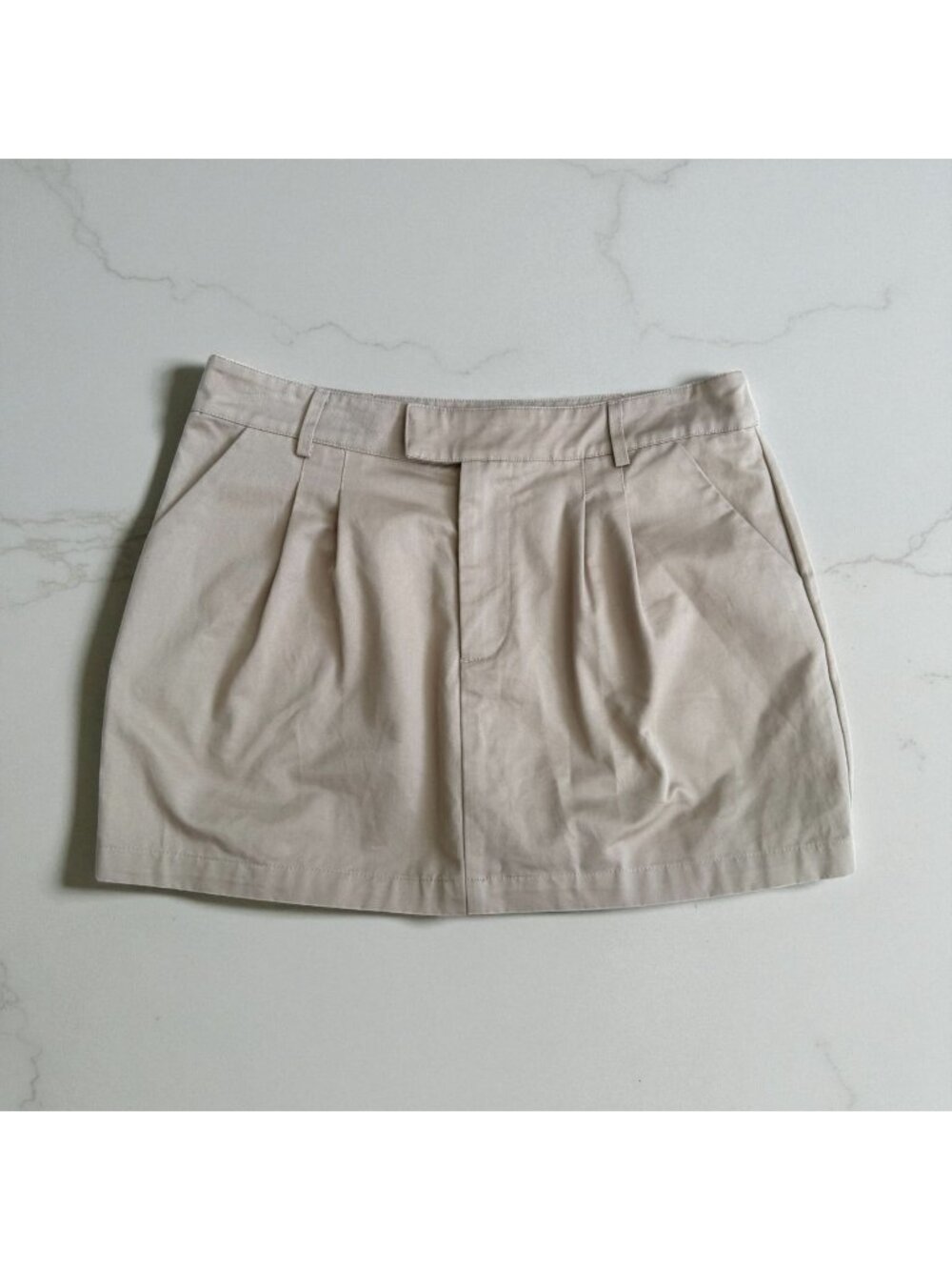 BARIII Tan Khaki Pleated Mini Skirt Size Medium